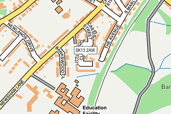 SK13 2AW map - OS OpenMap – Local (Ordnance Survey)