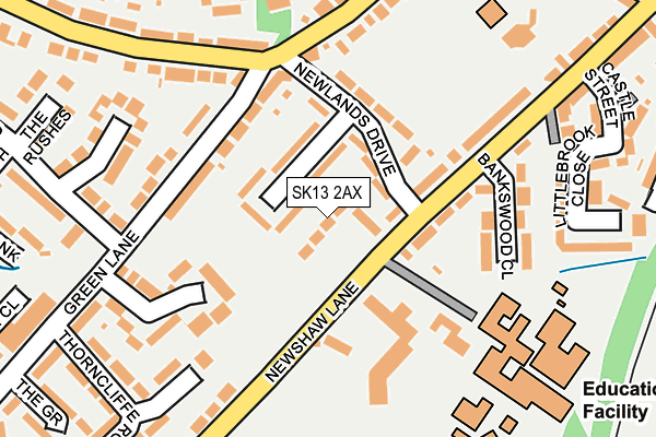 SK13 2AX map - OS OpenMap – Local (Ordnance Survey)