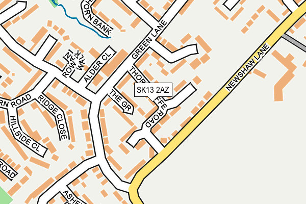 SK13 2AZ map - OS OpenMap – Local (Ordnance Survey)