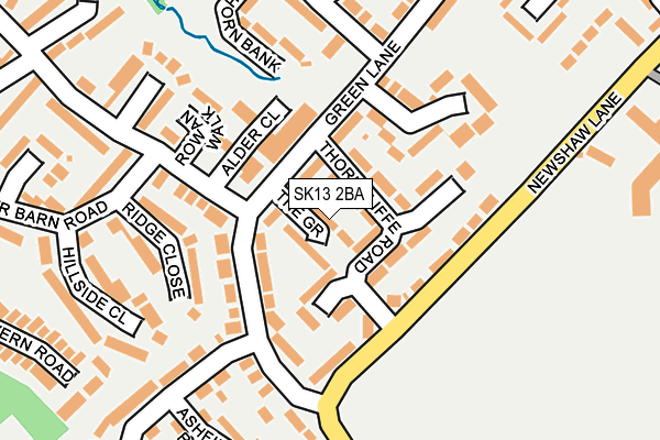 SK13 2BA map - OS OpenMap – Local (Ordnance Survey)