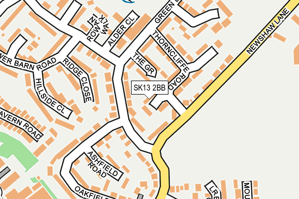 SK13 2BB map - OS OpenMap – Local (Ordnance Survey)