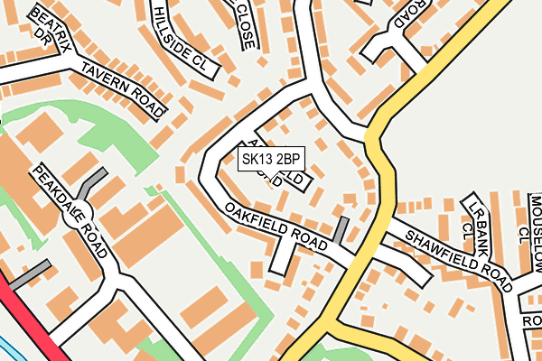 SK13 2BP map - OS OpenMap – Local (Ordnance Survey)