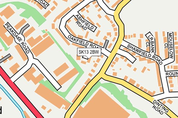 SK13 2BW map - OS OpenMap – Local (Ordnance Survey)