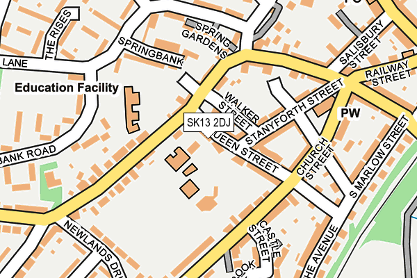 SK13 2DJ map - OS OpenMap – Local (Ordnance Survey)