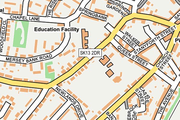 SK13 2DR map - OS OpenMap – Local (Ordnance Survey)