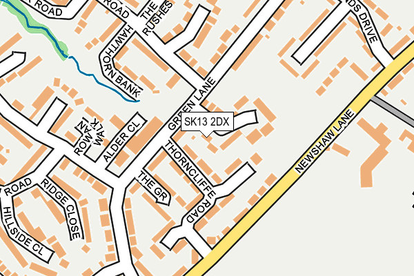 SK13 2DX map - OS OpenMap – Local (Ordnance Survey)