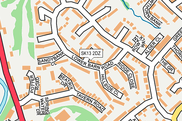 SK13 2DZ map - OS OpenMap – Local (Ordnance Survey)
