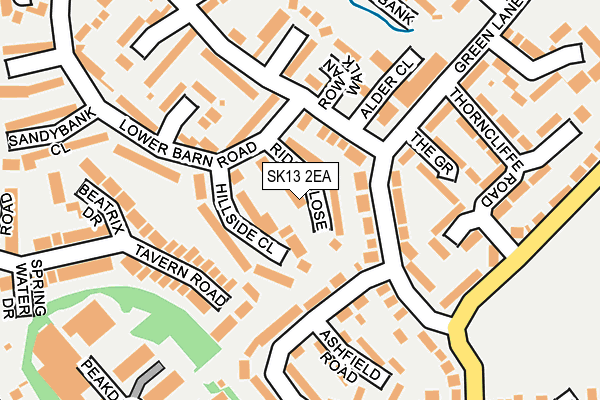SK13 2EA map - OS OpenMap – Local (Ordnance Survey)