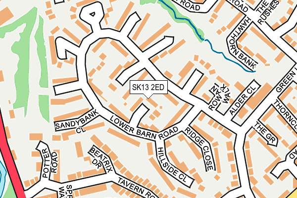 SK13 2ED map - OS OpenMap – Local (Ordnance Survey)