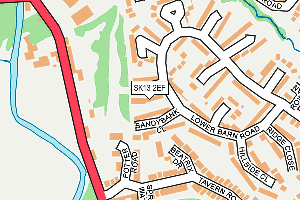 SK13 2EF map - OS OpenMap – Local (Ordnance Survey)