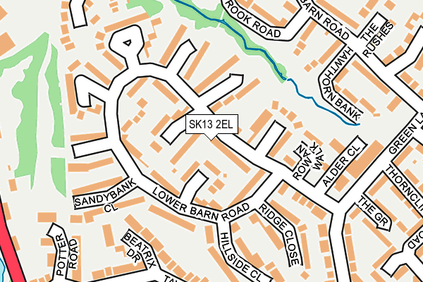 SK13 2EL map - OS OpenMap – Local (Ordnance Survey)