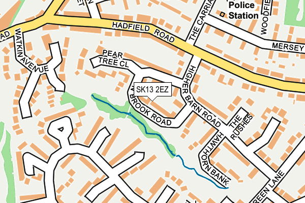 SK13 2EZ map - OS OpenMap – Local (Ordnance Survey)