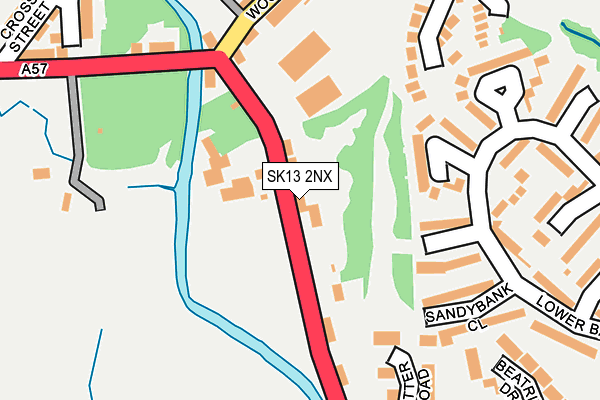SK13 2NX map - OS OpenMap – Local (Ordnance Survey)