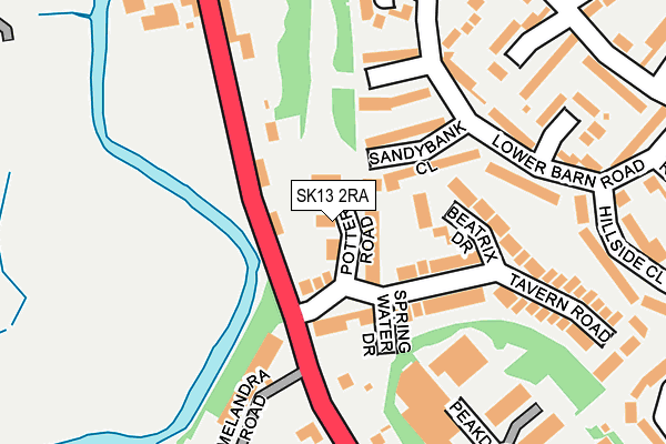 SK13 2RA map - OS OpenMap – Local (Ordnance Survey)