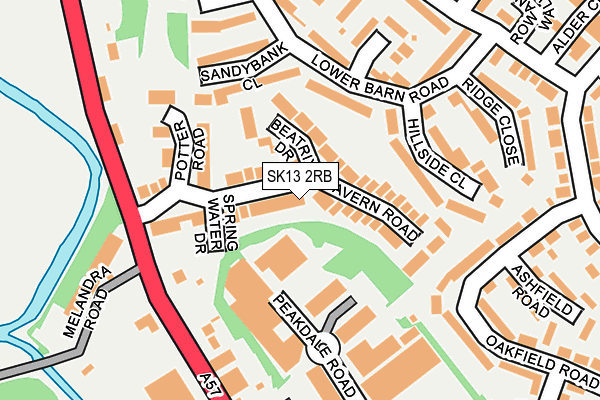 SK13 2RB map - OS OpenMap – Local (Ordnance Survey)