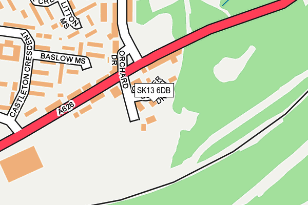 SK13 6DB map - OS OpenMap – Local (Ordnance Survey)