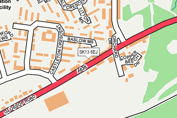 SK13 6EJ map - OS OpenMap – Local (Ordnance Survey)