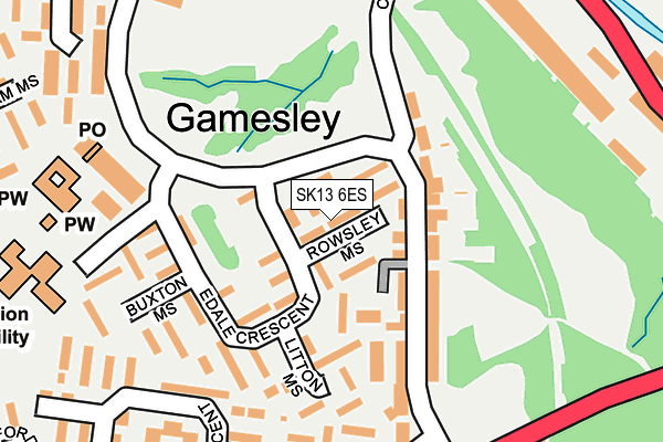 SK13 6ES map - OS OpenMap – Local (Ordnance Survey)