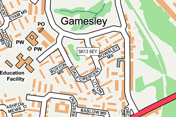 SK13 6EY map - OS OpenMap – Local (Ordnance Survey)