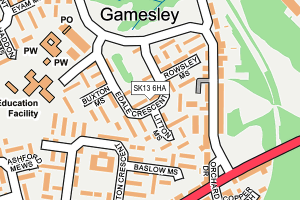 SK13 6HA map - OS OpenMap – Local (Ordnance Survey)