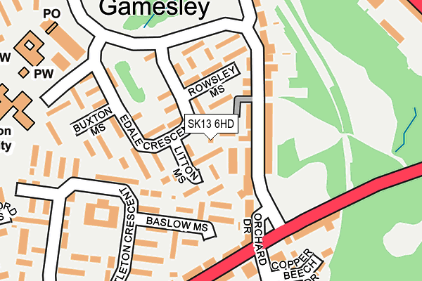 SK13 6HD map - OS OpenMap – Local (Ordnance Survey)