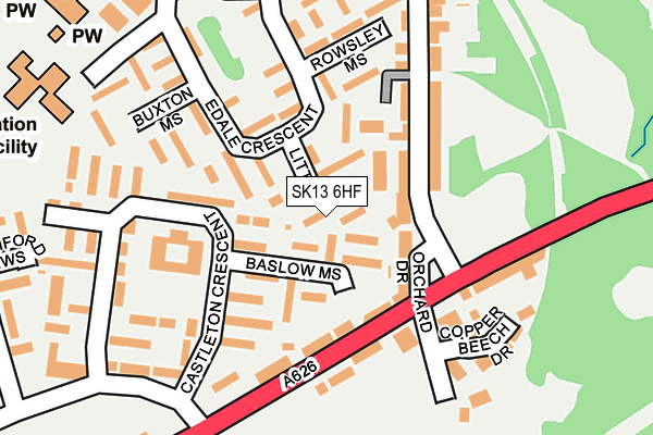 SK13 6HF map - OS OpenMap – Local (Ordnance Survey)