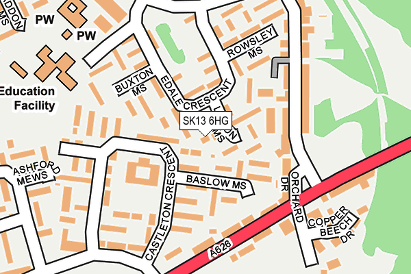 SK13 6HG map - OS OpenMap – Local (Ordnance Survey)