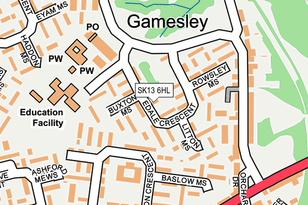 SK13 6HL map - OS OpenMap – Local (Ordnance Survey)