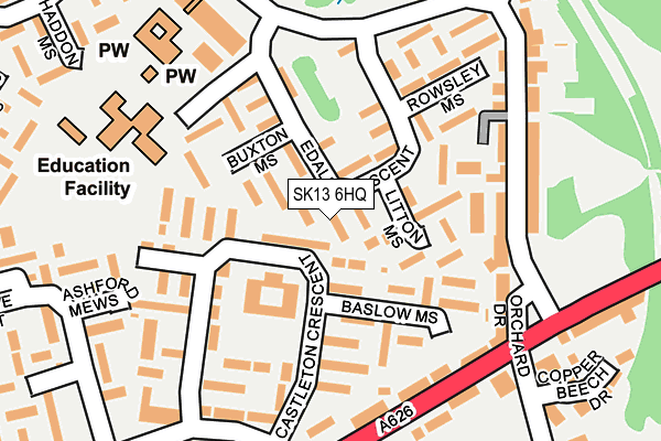 SK13 6HQ map - OS OpenMap – Local (Ordnance Survey)
