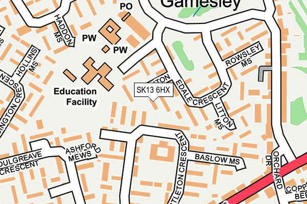 SK13 6HX map - OS OpenMap – Local (Ordnance Survey)