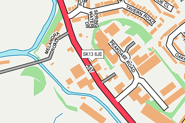 SK13 6JE map - OS OpenMap – Local (Ordnance Survey)