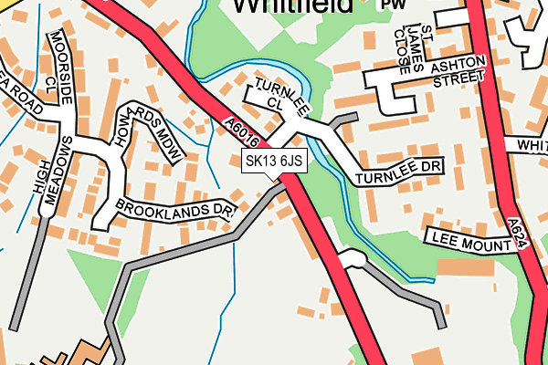 SK13 6JS map - OS OpenMap – Local (Ordnance Survey)