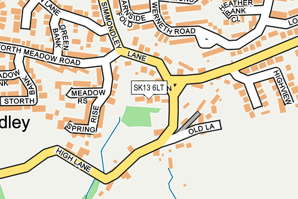 SK13 6LT map - OS OpenMap – Local (Ordnance Survey)