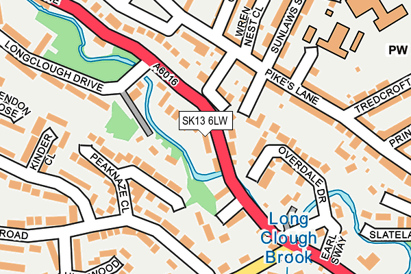 SK13 6LW map - OS OpenMap – Local (Ordnance Survey)