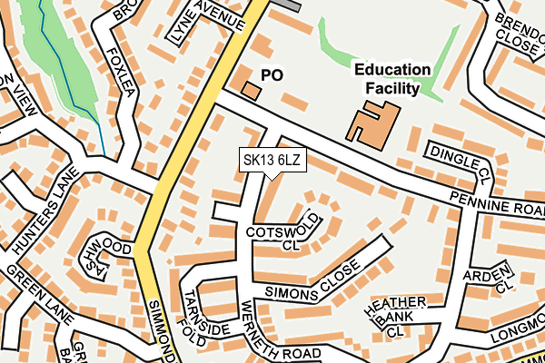 SK13 6LZ map - OS OpenMap – Local (Ordnance Survey)