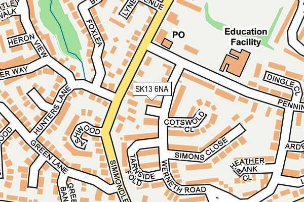 SK13 6NA map - OS OpenMap – Local (Ordnance Survey)