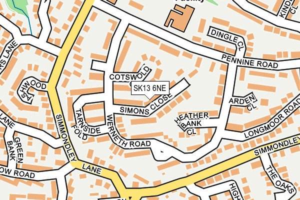 SK13 6NE map - OS OpenMap – Local (Ordnance Survey)