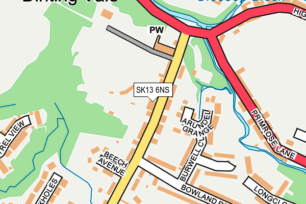 SK13 6NS map - OS OpenMap – Local (Ordnance Survey)