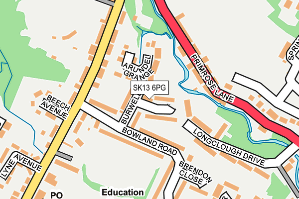 SK13 6PG map - OS OpenMap – Local (Ordnance Survey)