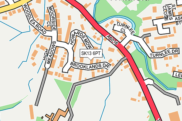 SK13 6PT map - OS OpenMap – Local (Ordnance Survey)