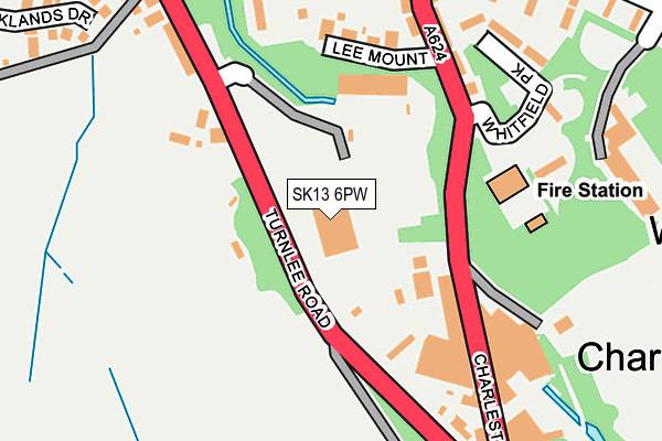 SK13 6PW map - OS OpenMap – Local (Ordnance Survey)