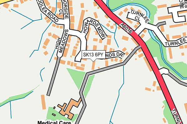 SK13 6PY map - OS OpenMap – Local (Ordnance Survey)