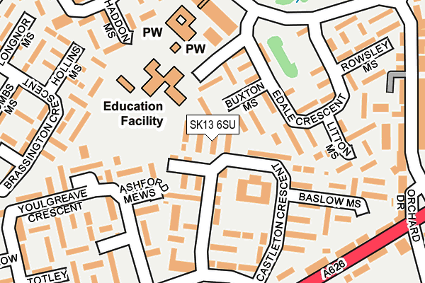 SK13 6SU map - OS OpenMap – Local (Ordnance Survey)