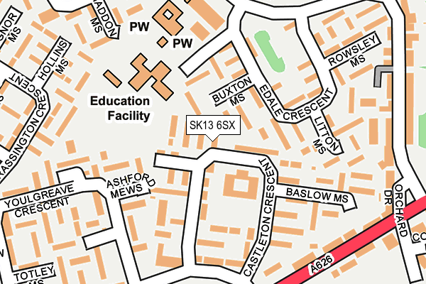 SK13 6SX map - OS OpenMap – Local (Ordnance Survey)