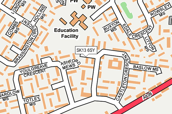 SK13 6SY map - OS OpenMap – Local (Ordnance Survey)