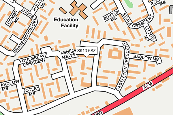 SK13 6SZ map - OS OpenMap – Local (Ordnance Survey)