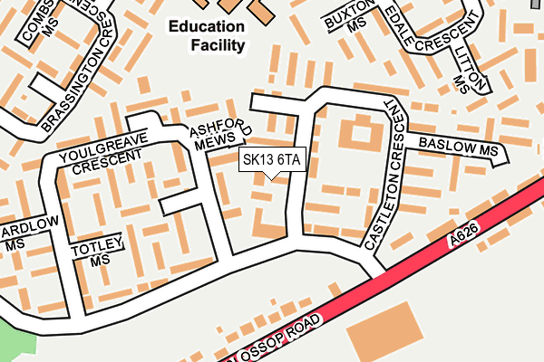 SK13 6TA map - OS OpenMap – Local (Ordnance Survey)