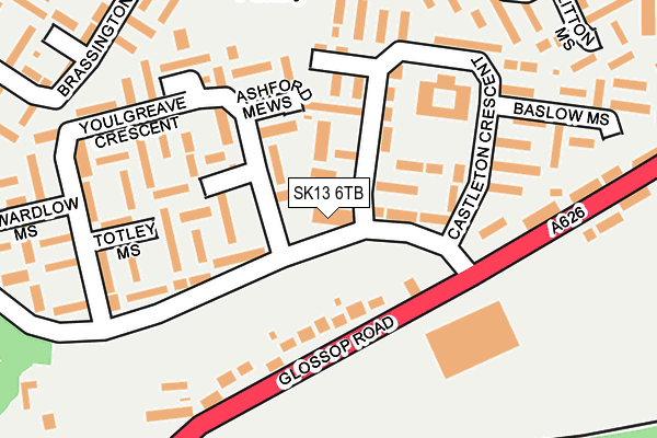 SK13 6TB map - OS OpenMap – Local (Ordnance Survey)