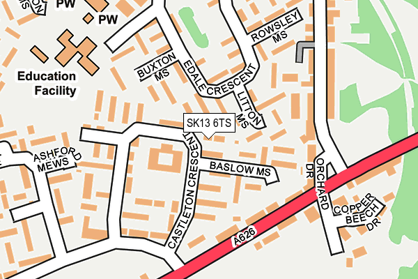 SK13 6TS map - OS OpenMap – Local (Ordnance Survey)