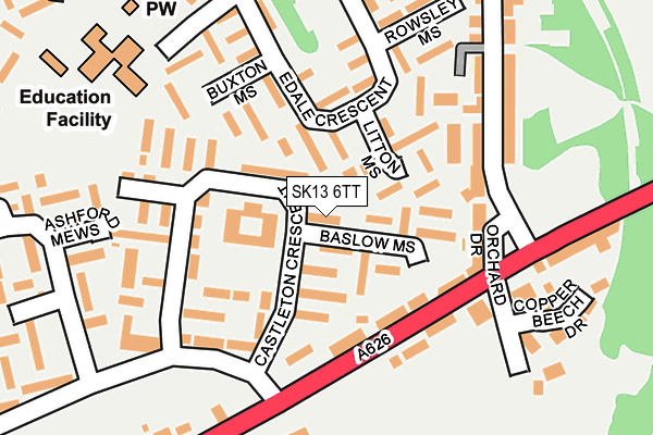 SK13 6TT map - OS OpenMap – Local (Ordnance Survey)